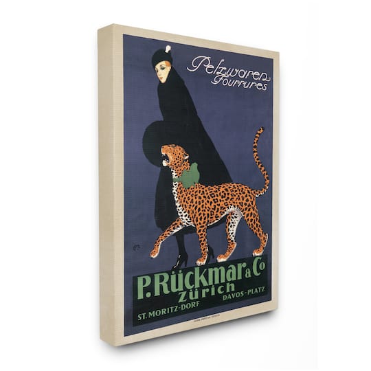Stupell Industries Vintage Women's Fashion Campaign with Leopard Canvas Wall Art